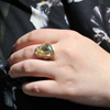Asymmetrical Golden Rutilated Quartz Ring