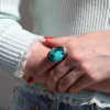 Vertical Chrysocolla Silver and Gold Ring