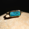 Rectangular Australian Crystal Opal All Gold Ring