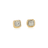 Rectangular Rustic Diamond Gold Post Earrings