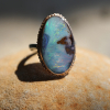 Vertical Boulder Opal Silver and 14k Rose Gold Top Ring