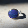 Oval Australian Black Opal Ring