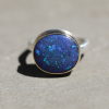 Oval Australian Black Opal Ring