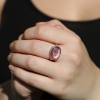 Oval Table Up Light Pink Tourmaline Silver and Gold Ring