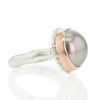 Tahitian Pearl Rose Gold and Silver Ruffled Platform  Ring