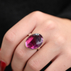 Vertical Oval Rose Cut Pink Tourmaline Ring