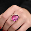 Vertical Oval Rose Cut Pink Tourmaline Ring