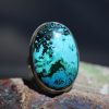 Vertical Chrysocolla Silver and Gold Ring