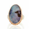 Vertical Boulder Opal Silver and 14k Rose Gold Top Ring