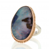 Vertical Boulder Opal Silver and 14k Rose Gold Top Ring