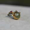 Seafire Ring with Ruby, Grossular Garnet and Champagne Diamond