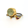 Seafire Ring with Ruby, Grossular Garnet and Champagne Diamond