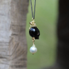 Memento Mori Necklace with Black Skull and South Sea Pearl
