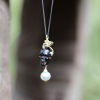 Memento Mori Necklace with Black Skull and South Sea Pearl