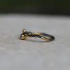 Oxidized Silver and Gold Seafire Ring with Champagne Diamond