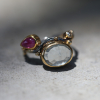 Aquamarine and Ruby Silver and Gold Seafire Ring