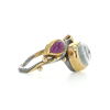 Aquamarine and Ruby Silver and Gold Seafire Ring