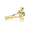 Morganite, Emerald and Diamond Double Seafire Gold Ring