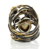 Twisted Ring with Keishi Pearl, Sapphire and Diamonds