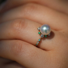 Halo Snowflake Pearl Gold Ring