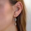 Double Drop Moss Aquamarine Gold Earrings