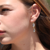 Double Drop Moss Aquamarine Gold Earrings