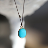 Sleeping Beauty Turquoise Cabochon Nylon Cord Necklace