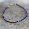Lapis and Grey Diamond 14K Gold Beaded Bracelet