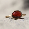 Faceted Oval Garnet 18k Gold Ring