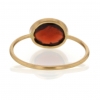 Faceted Oval Garnet 18k Gold Ring