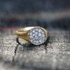 White Diamond Cluster Signet Pinky Ring