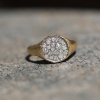 White Diamond Cluster Signet Pinky Ring