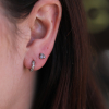 Petite White Gold Triple Rose Cut Diamond Stud Earrings