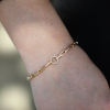 Yellow Gold Link Bracelet with Brown Diamond Accents