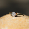 14k Gold Two Toned Diamond Button Ring