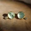 Aquamarine Crystal and Diamond Gold Earrings