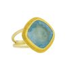 Aquamarine Split Gold Ring