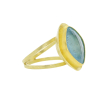 Aquamarine Split Gold Ring
