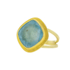 Aquamarine Split Gold Ring