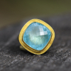 Aquamarine Split Gold Ring