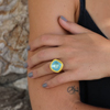 Aquamarine Split Gold Ring