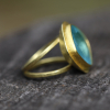 Aquamarine Split Gold Ring