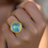 Aquamarine Split Gold Ring