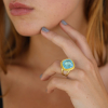 Aquamarine Split Gold Ring