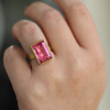 Rectangular Pink Tourmaline Gold Ring