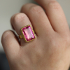 Rectangular Pink Tourmaline Gold Ring