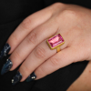 Rectangular Pink Tourmaline Gold Ring
