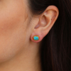 Rough Turquoise Gold Post Stud Earrings