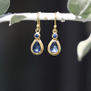 Faceted Blue Sapphire Gold Earrings