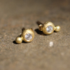 White Diamond Bubble Gold Post Earrings